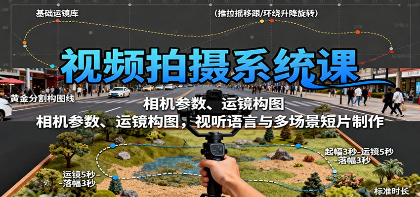 视频拍摄系统课：相机参数、运镜构图，视听语言与多场景短片制作-洛柒笔记