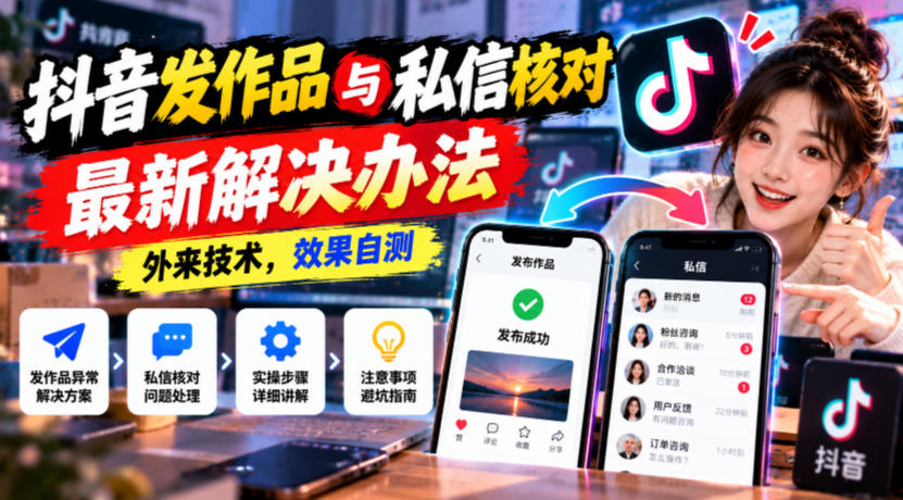 抖音发作品与私信核对最新解决办法，外来技术，效果自测-洛柒笔记
