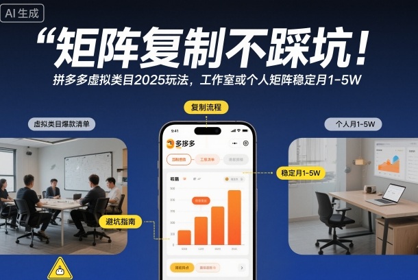 矩阵复制不踩坑！拼多多虚拟类目2025玩法，工作室或者个人矩阵稳定月1-5W【揭秘】-洛柒笔记
