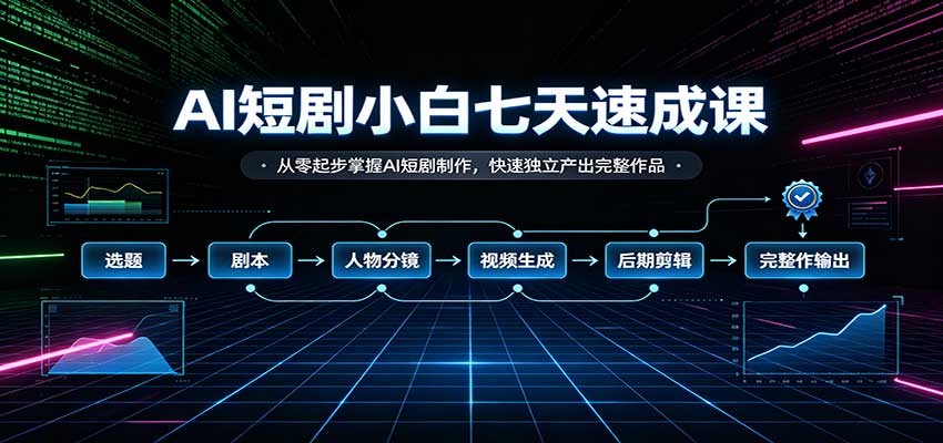 AI短剧小白七天速成课：从零起步掌握AI短剧制作，快速独立产出完整作品-洛柒笔记