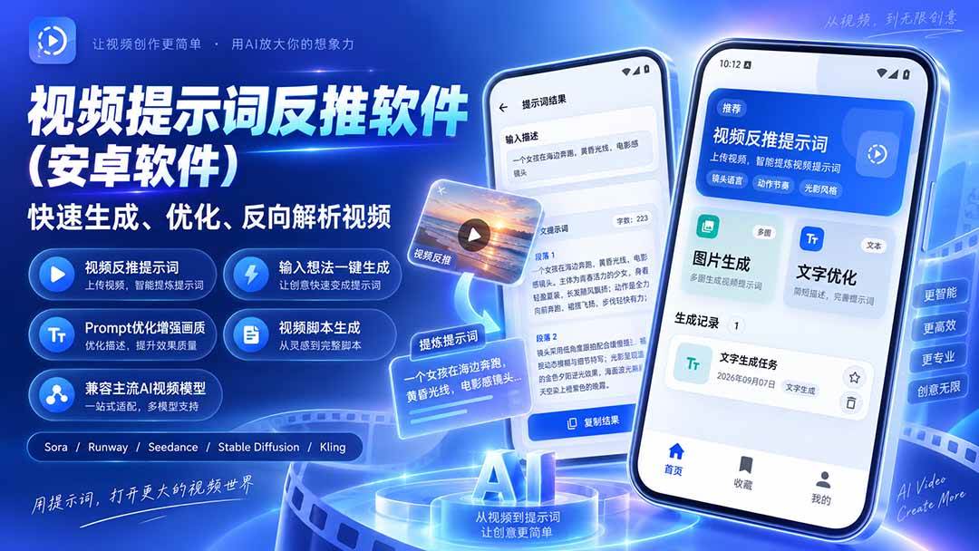 （20301期）视频提示词反推软件（安卓软件），快速生成、优化、反向解析视频-洛柒笔记