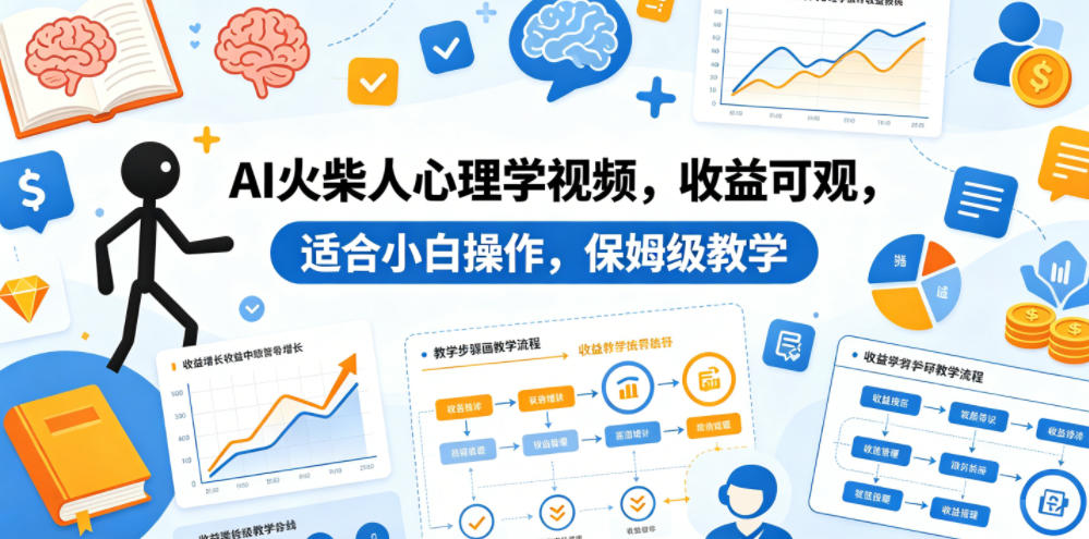 AI火柴人心理学视频，收益可观，适合小白操作，保姆级教学-洛柒笔记