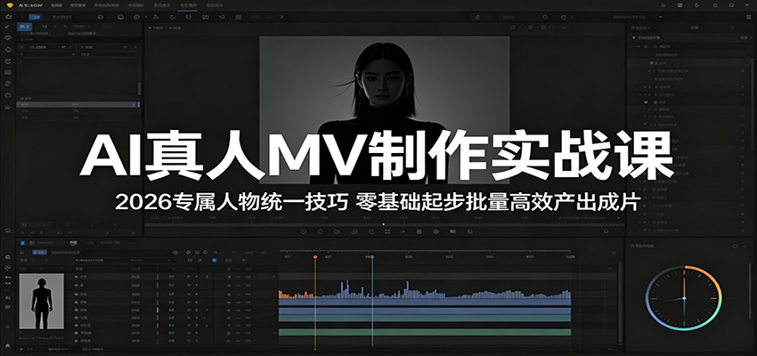 AI真人MV制作实战课：2026专属人物统一技巧，零基础起步批量高效产出成片-洛柒笔记