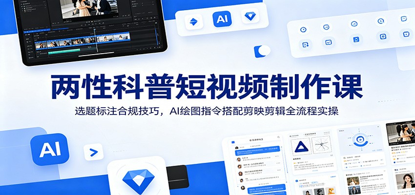 两性科普短视频制作课：选题标注合规技巧，AI绘图指令搭配剪映剪辑全流程实操-洛柒笔记