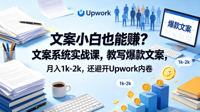 文案小白也能賺？文案系统实战课，教写爆款文案，月入1k-2k，还避开Upwork内卷【原创双语字幕】-洛柒笔记