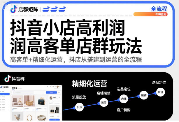 抖音小店高利润高客单店群玩法，高客单+精细化运营，抖店从搭建到运营的全流程-洛柒笔记