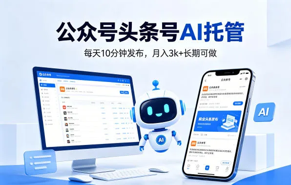 公众号头条号AI托管，我提供作品，你每天10分钟发布，月入3k+长期可做-洛柒笔记