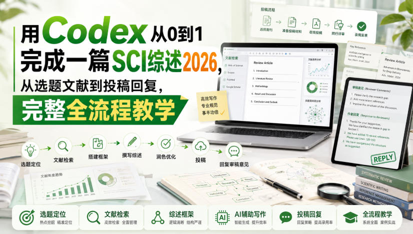 用Codex从0到1完成一篇SCI综述2026，从选题文献到投稿回复，完整全流程教学-洛柒笔记