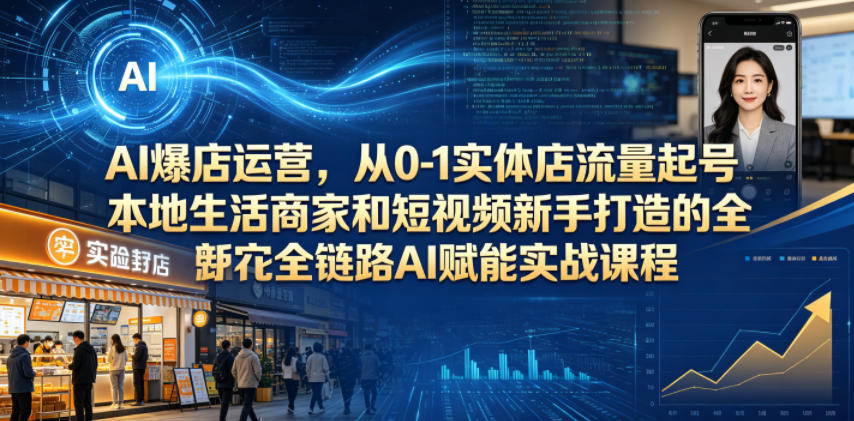 AI爆店运营，从0-1实体店流量起号，本地生活商家和短视频新手打造的全链路AI赋能实战课程-洛柒笔记