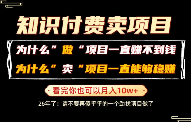 普通人为什么能够靠卖项目轻松月入10W+，而做项目却容易成炮灰，卖项目为什么能够稳賺不赔？【揭秘】-洛柒笔记