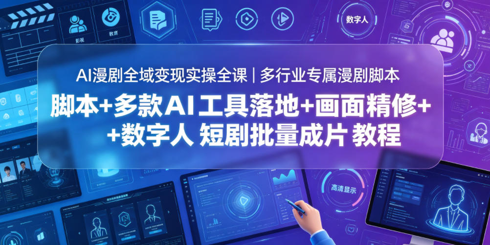 AI漫剧全域变现实操全课｜多行业专属漫剧脚本+多款AI工具落地+画面精修+数字人短剧批量成片全教程-洛柒笔记