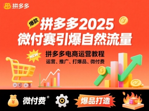 拼多多2025微付费引爆自然流量，拼多多电商运营教程，运营、推广、打爆品、微付费（更新）-洛柒笔记