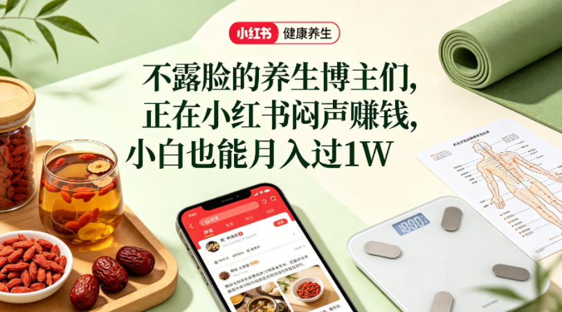 小红书健康养生科普图文赛道，不露脸的养生博主们，正在小红书闷声賺钱，小白也能月入过1W-洛柒笔记