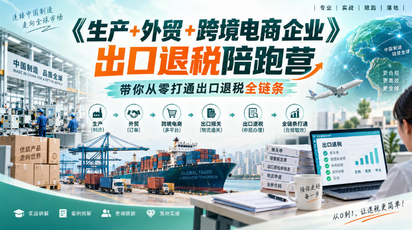 《生产+外贸+跨境电商企业》出口退税陪跑营，带你从零打通出口退税全链条-洛柒笔记
