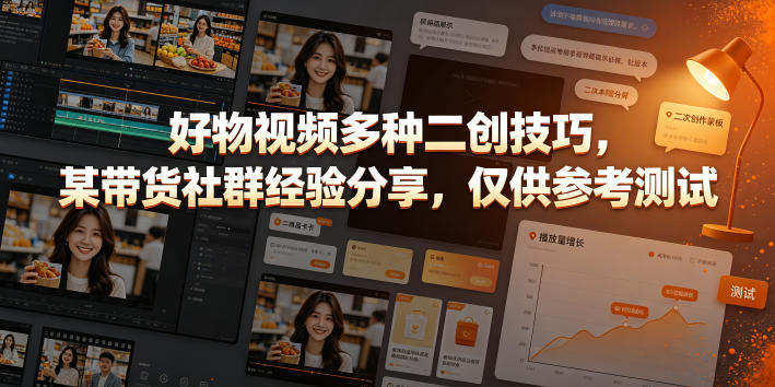 好物视频多种二创技巧，某带货社群经验分享，仅供参考测试-洛柒笔记
