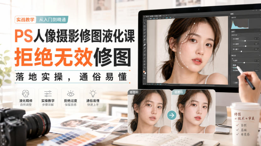 PS人像摄影修图液化课，拒绝无效修图，落地实操，通俗易懂-洛柒笔记