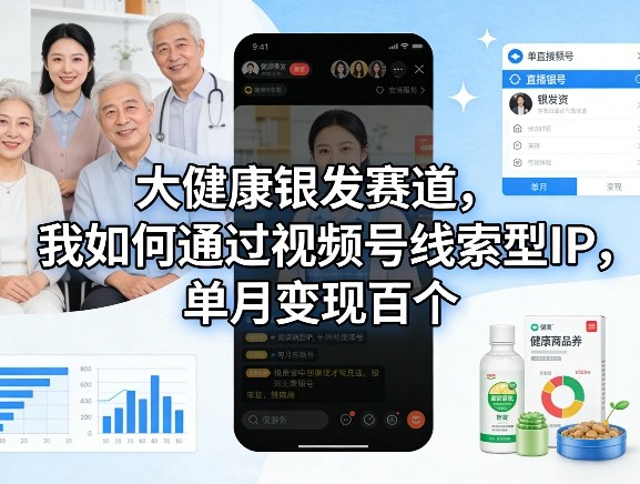 大健康银发赛道，我如何通过视频号线索型IP，单月变现百个-洛柒笔记