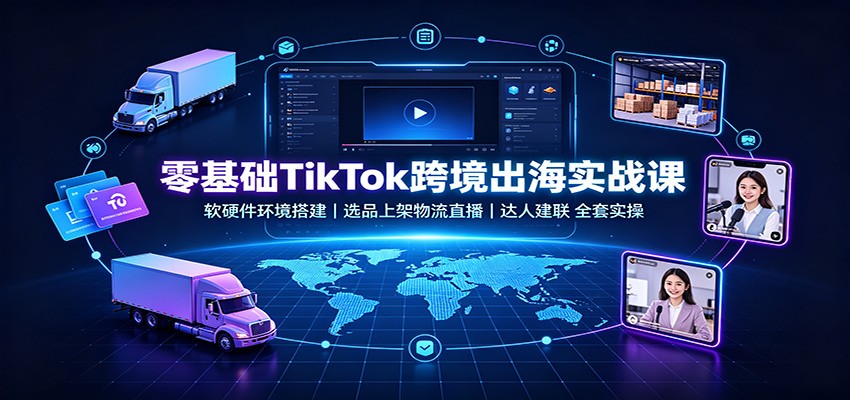 零基础TikTok跨境出海实战课：软硬件环境搭建，选品上架物流直播，达人建联全套实操-洛柒笔记