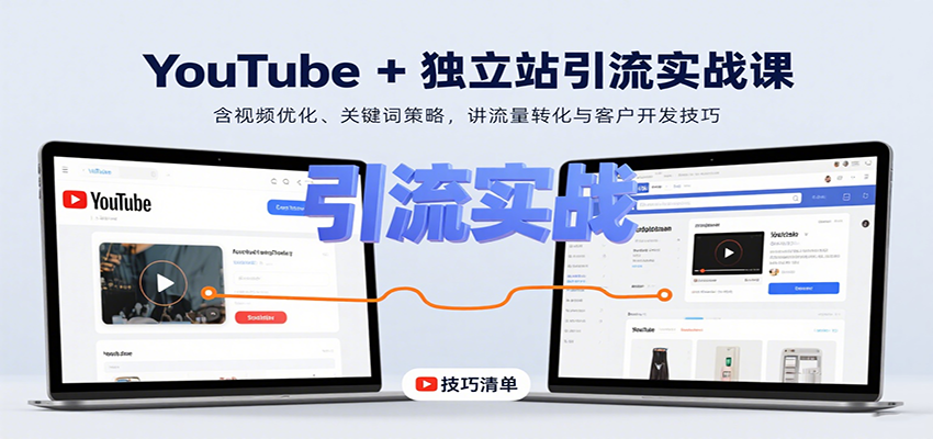 YouTube+独立站引流实战课：含视频优化、关键词策略，讲流量转化与客户开发技巧-洛柒笔记