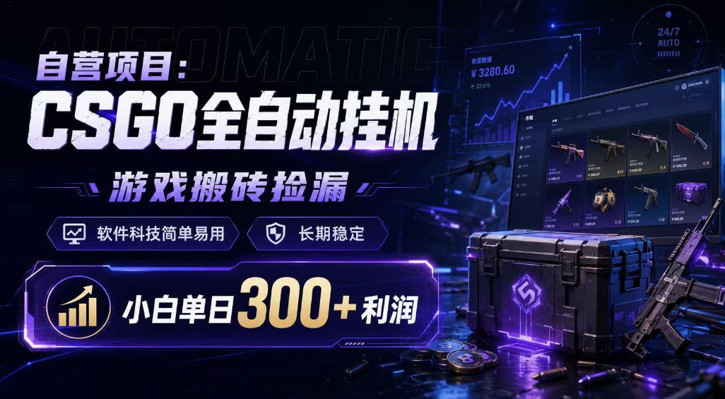 自营项目：CSGO全自动挂G，游戏搬砖捡漏，软件科技简单易用，长期稳定，小白单日300+利润【揭秘】-洛柒笔记