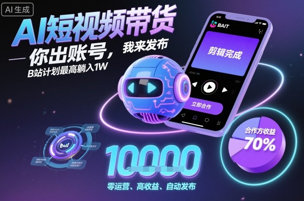 AI短视频带货，你出账号，我来发布，B站计划最高躺入1W【揭秘】-洛柒笔记