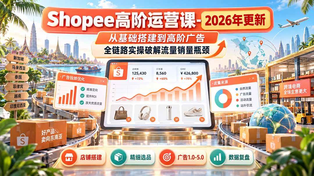 (20575期)Shopee高阶运营课-更新9月,从基础搭建到高阶广告,全链路实操破解流量销量瓶颈 (20575期)Shopee高阶运营课-更新9月,从基础搭建到高阶广告,全链路实操破解流量销量瓶颈