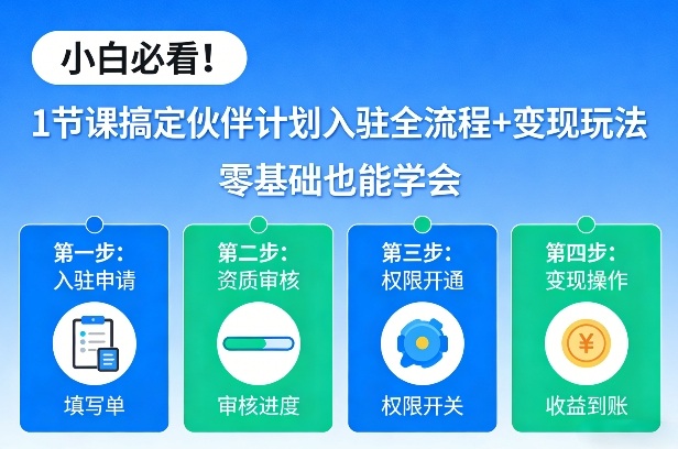 小白必看！1节课搞定伙伴计划入驻全流程+变现玩法，零基础也能学会-洛柒笔记