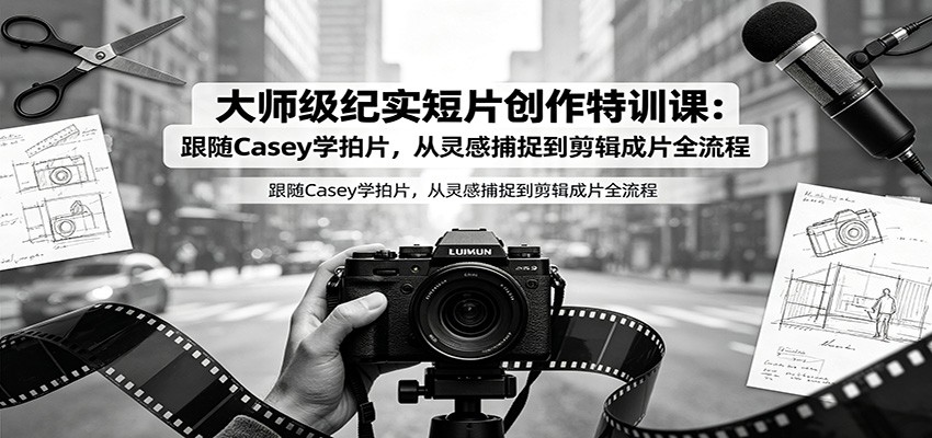 大师级纪实短片创作特训课：跟随Casey学拍片，从灵感捕捉到剪辑成片全流程-洛柒笔记