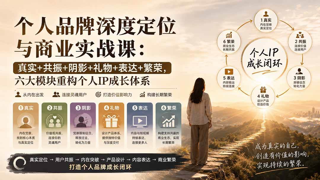 （20140期）个人品牌深度定位与商业实战课：真实+共振+阴影+礼物+表达+繁荣，六大模块重构个人IP成长体系-洛柒笔记