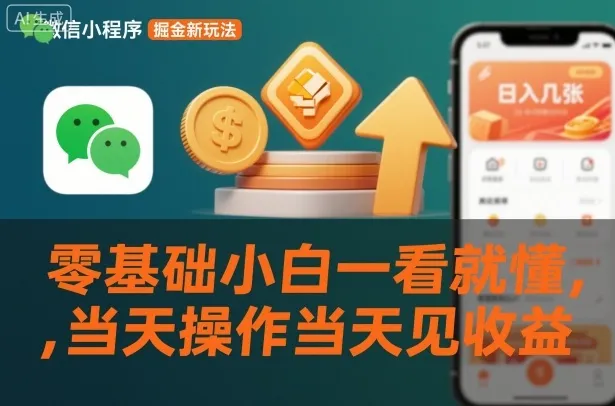 微信小程序掘金新玩法，日入几张，零基础小白一看就懂，当天操作当天见收益-洛柒笔记