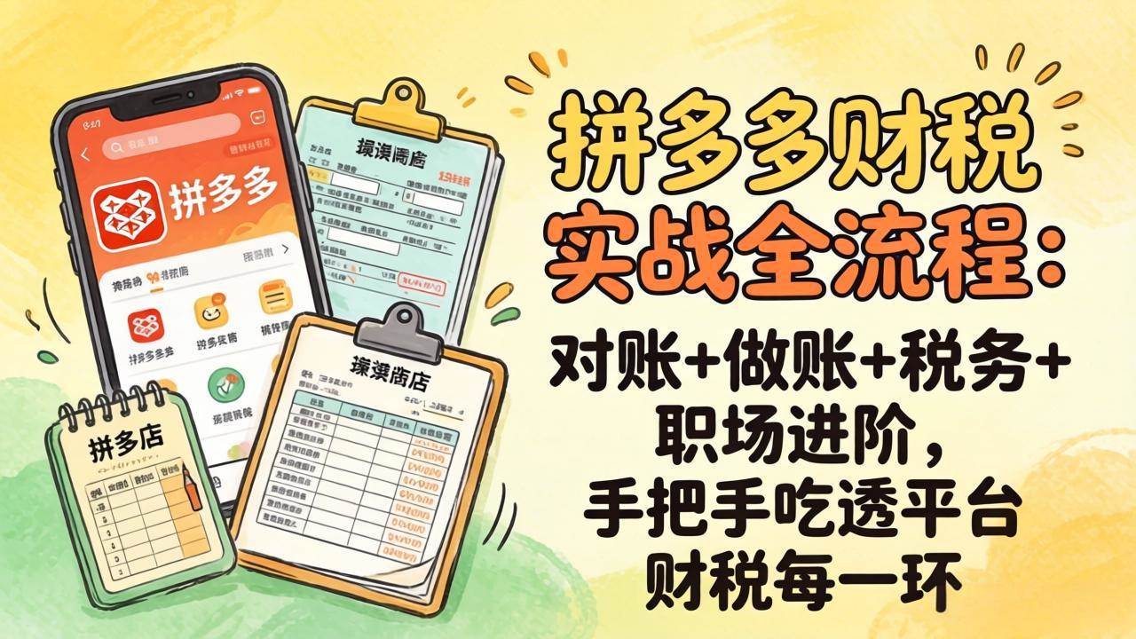 （17678期）拼多多财税实操全流程：对账+做账+税务+职场进阶，手把手吃透平台财税每一环-洛柒笔记