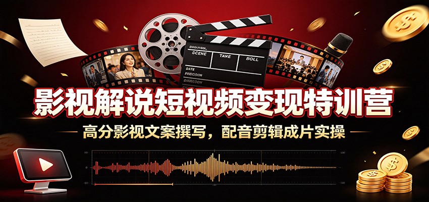 影视解说短视频变现特训营：高分影视文案撰写，配音剪辑成片实操-洛柒笔记