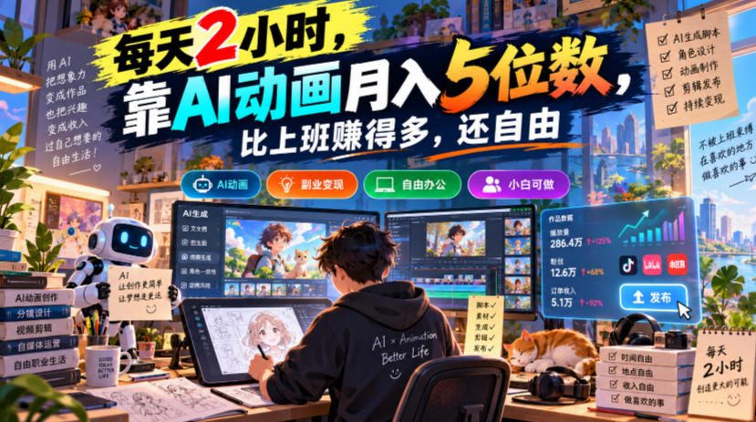 每天2小时，靠AI动画月入5位数，比上班賺得多，还自由-洛柒笔记