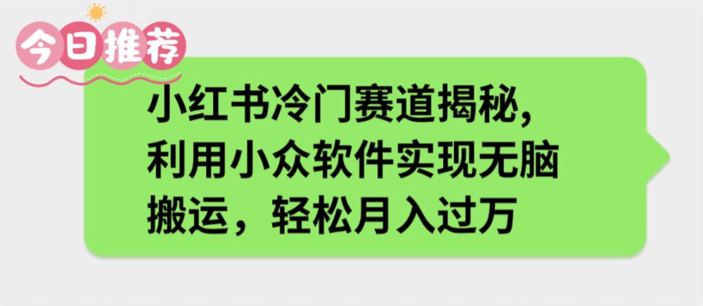 小红书冷门赛道揭秘,利用小众软件实现无脑搬运，轻松月入过万-洛柒笔记