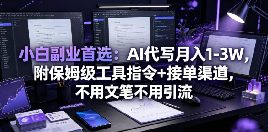 小白副业首选：AI代写月入1-3W，附保姆级工具指令+接单渠道，不用文笔不用引流【揭秘】-洛柒笔记