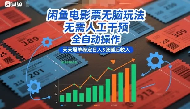 闲鱼电影票无脑玩法，无需人工干预，全自动操作，天天爆单稳定日入3张睡后收入-洛柒笔记
