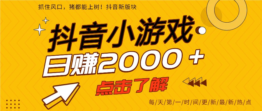 5年爆火的抖音小游戏项目，一部手机日入2000+-洛柒笔记