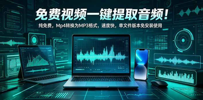 免费视频一键提取音频！纯免费，Mp4转换为MP3格式，速度快，单文件版本免安装使用-洛柒笔记