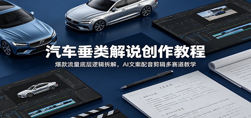 汽车垂类解说创作教程：爆款流量底层逻辑拆解，AI文案配音剪辑多赛道教学-洛柒笔记