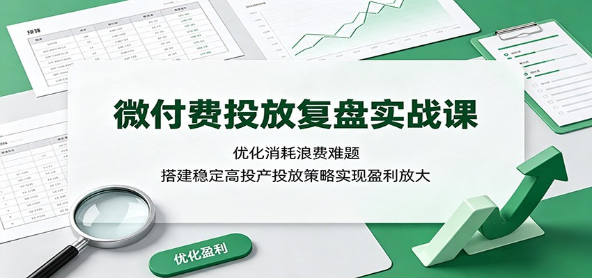 微付费投放复盘实战课：优化消耗浪费难题，搭建稳定高投产投放策略实现盈利放大-洛柒笔记