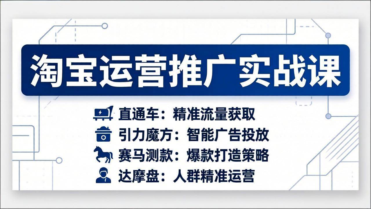 （17660期）淘宝运营推广实战课，直通车+引力魔方+赛马测款+达摩盘人群推广等（更新26年3月）-洛柒笔记