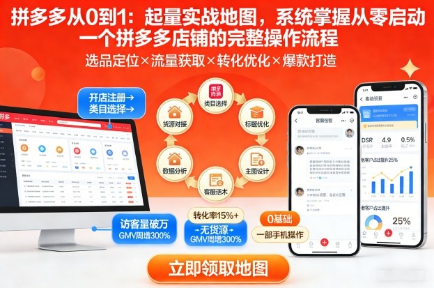 拼多多从0到1：起量实战地图，系统掌握从零启动一个拼多多店铺的完整操作流程-洛柒笔记