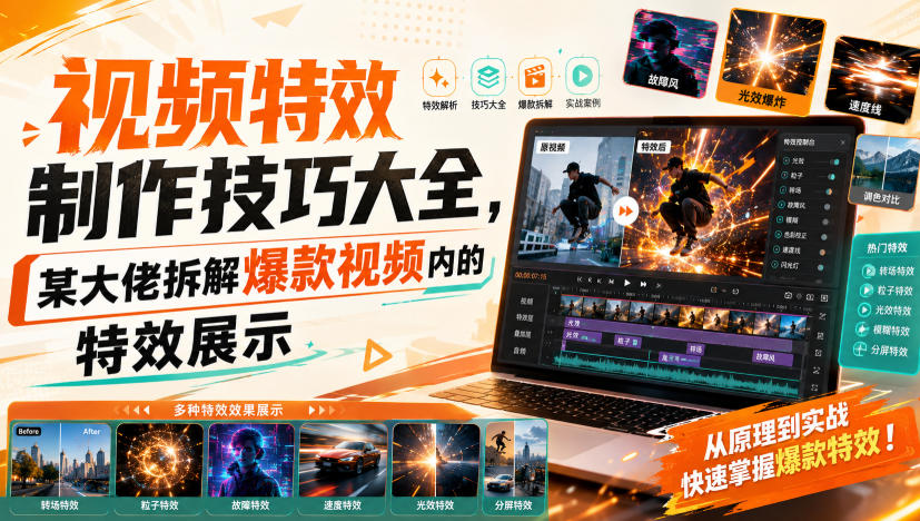 视频特效制作技巧大全，某大佬拆解爆款视频内的特效展示-洛柒笔记