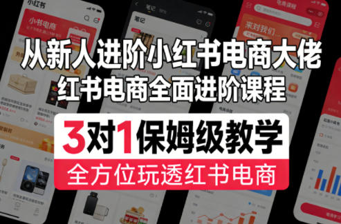 从新人进阶小红书电商大佬，红书电商全面进阶课程，3对1保姆级教学，全方位玩透红书电商-洛柒笔记