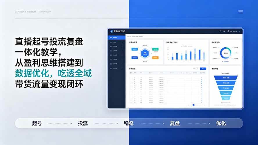 （19241期）直播起号投流复盘一体化教学，从盈利思维搭建到数据优化，吃透全域带货流量变现闭环-洛柒笔记