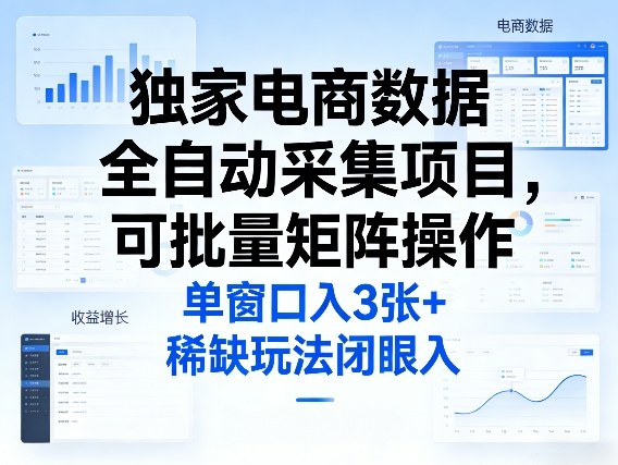 独家电商数据全自动采集项目，可批量矩阵操作，单窗口日入3张+，稀缺玩法闭眼入【揭秘】-洛柒笔记