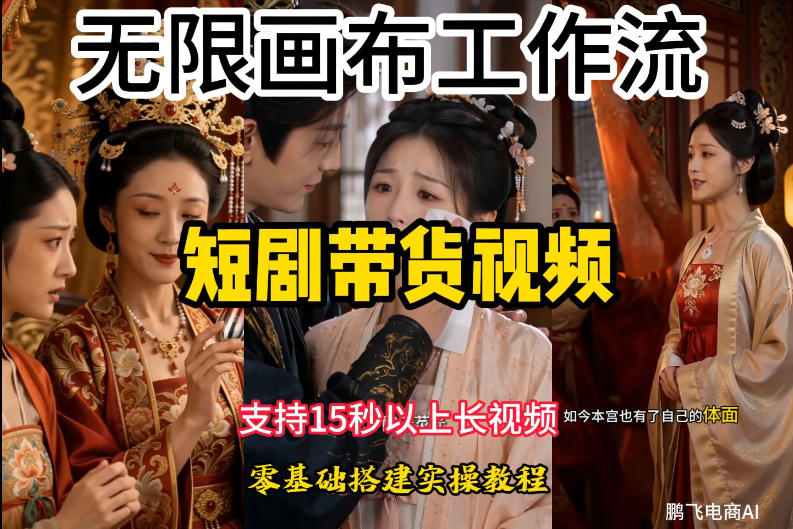 无限画布工作流制作短剧带货视频支持制作15秒以上视频，实操搭建教学，看完教程小白也能轻松搭建-洛柒笔记
