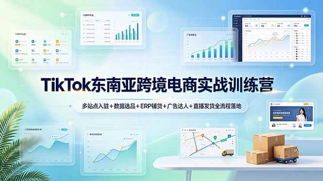 （19155期）TikTok东南亚跨境电商实战训练营：多站点入驻+数据选品+ERP铺货+广告达人+直播发货全流程落地-洛柒笔记