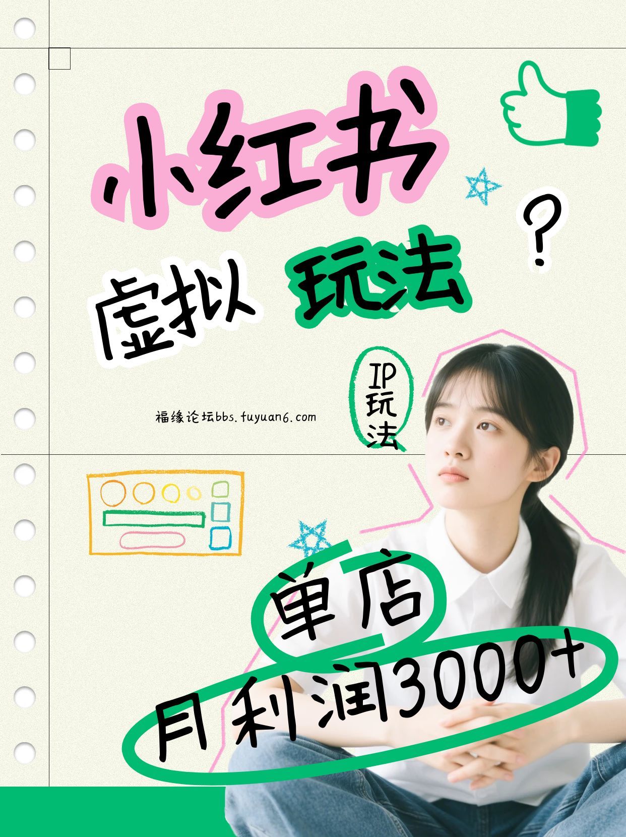 小红书虚拟玩法（铺货流和单品玩法），单店月利润3000+，IP打法+原创商品（0违规）-洛柒笔记