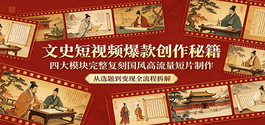 文史短视频爆款创作秘籍：四大模块完整复刻国风高流量短片制作-洛柒笔记